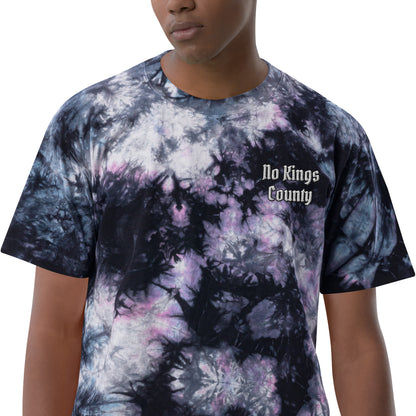 No Kings County Oversized Tie-Dye T-Shirt | Embroidered Anti-Government Streetwear | Rebellion Tee | Resist Tyranny | Anarchy Shirt